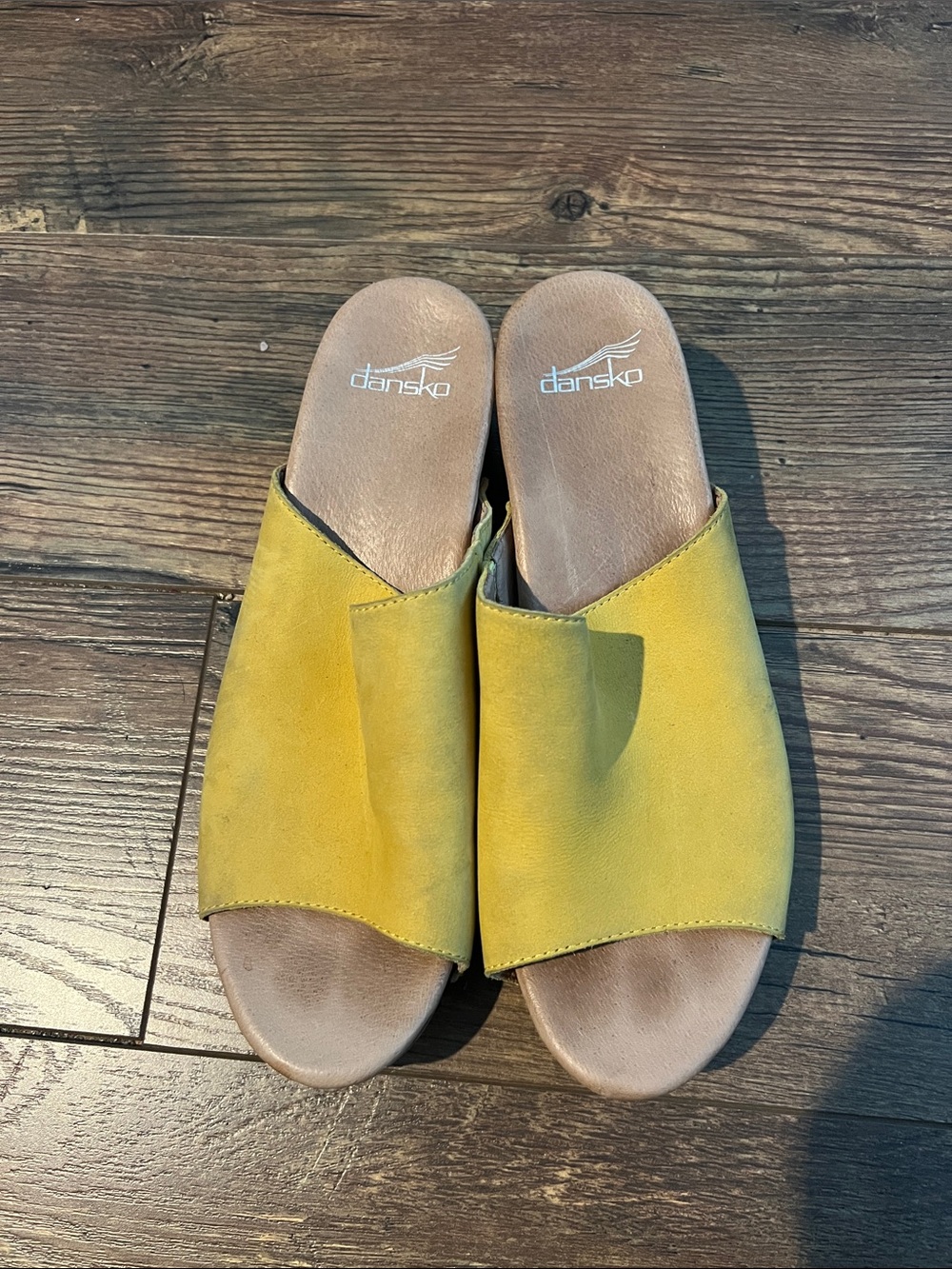 Dansko Yellow Open-Toe Slide Mules